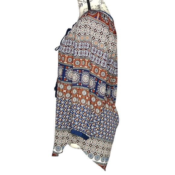 Daniel Rainn (S) Wilcox Tie Neck Blouse - Stitch Fix 3/4 Sleeve Tassel Boho Top - Picture 4 of 12